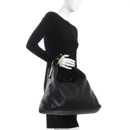 Gucci Calfskin Large Horsebit Chain Hobo Black 2 of 9