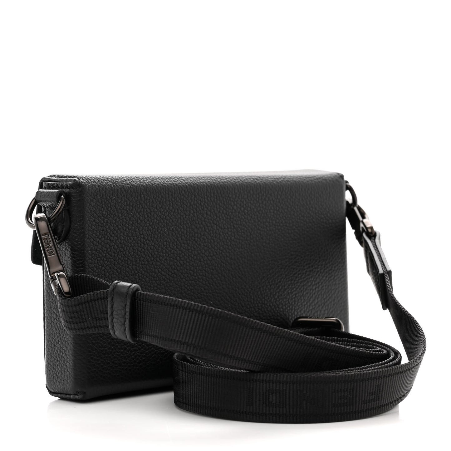 Vitello Cher Baguette Soft Trunk Phone Pouch Black