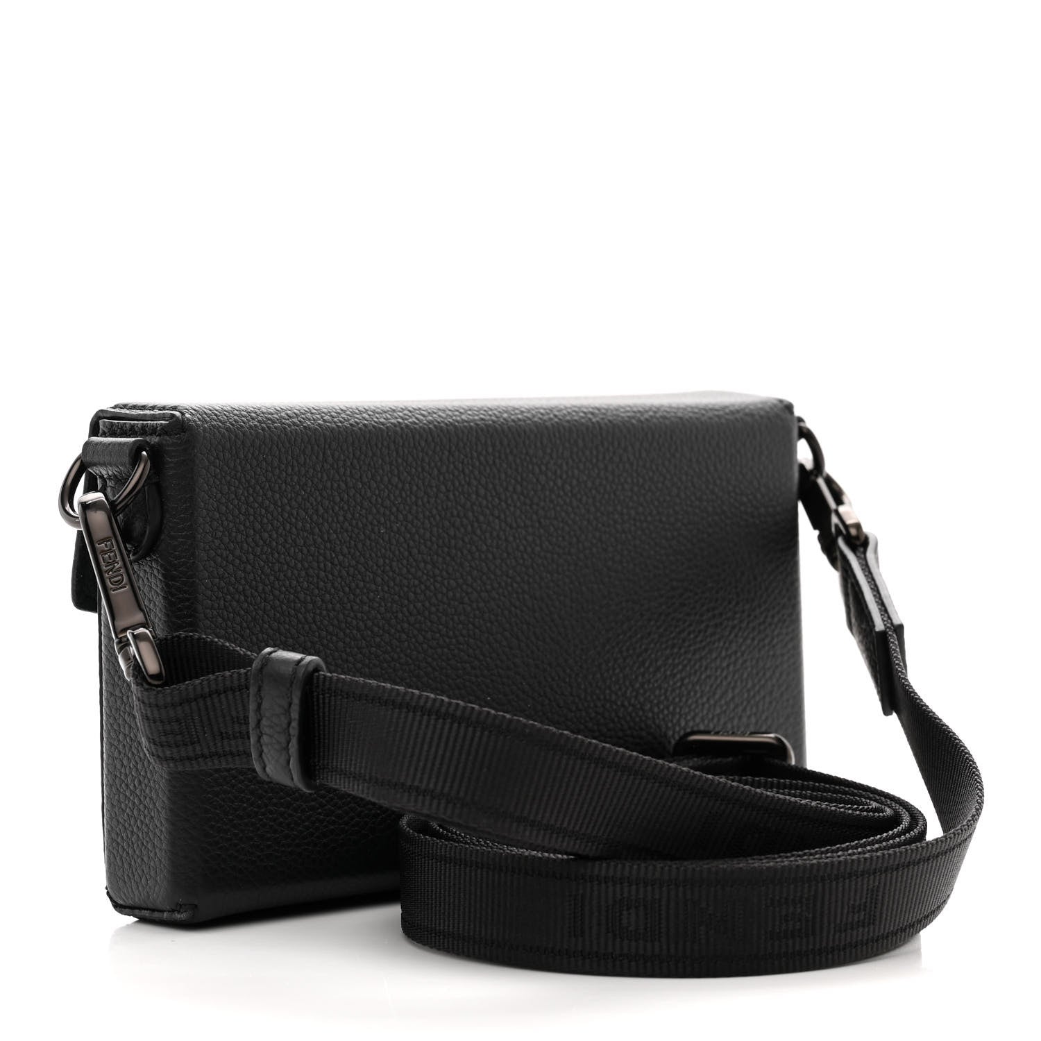 Fendi Vitello Cher Baguette Soft Trunk Phone Pouch Black 3 of 13