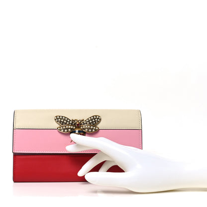 Gucci Calfskin Queen Margaret Flap Wallet Sugar Pink Hibiscus Red Mystic White 2 of 7