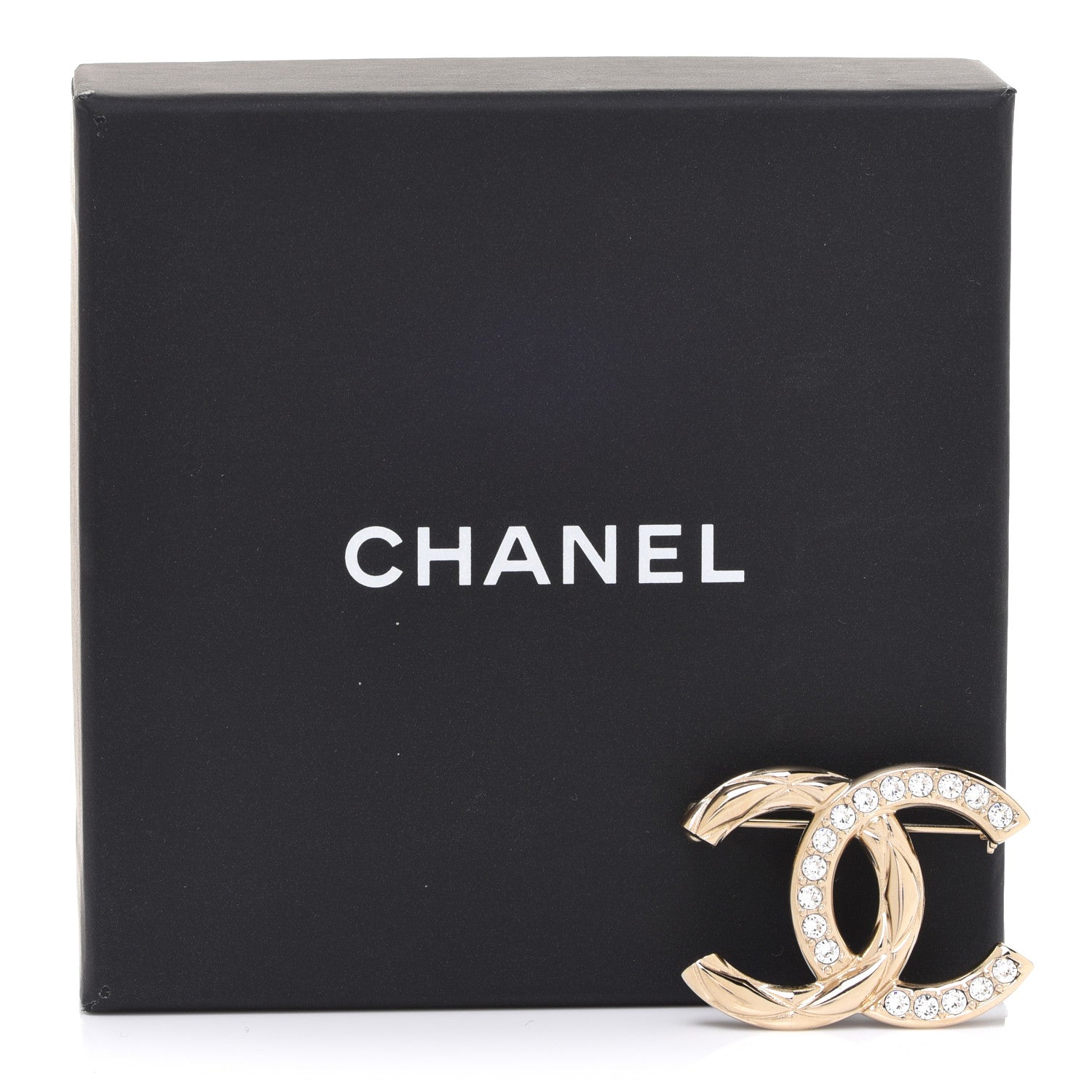 Chanel Metal Quilted Crystal CC Brooch Light Gold 5 of 5