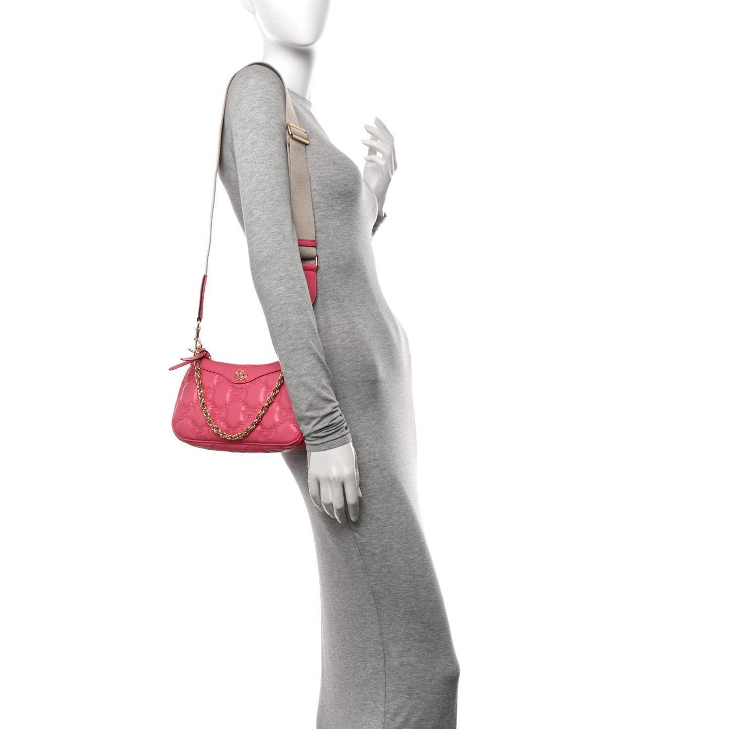 Calfskin GG Matelasse Chain Handbag Rhodamine Pink Natural