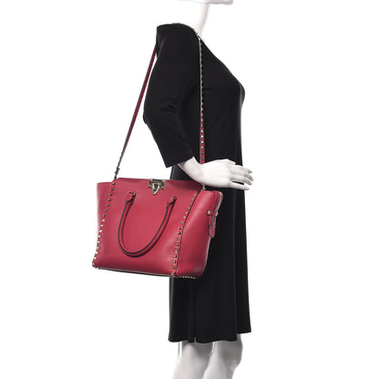 Valentino Garavani Vitello Rockstud Double Handle Tote Cyclamin 2 of 11