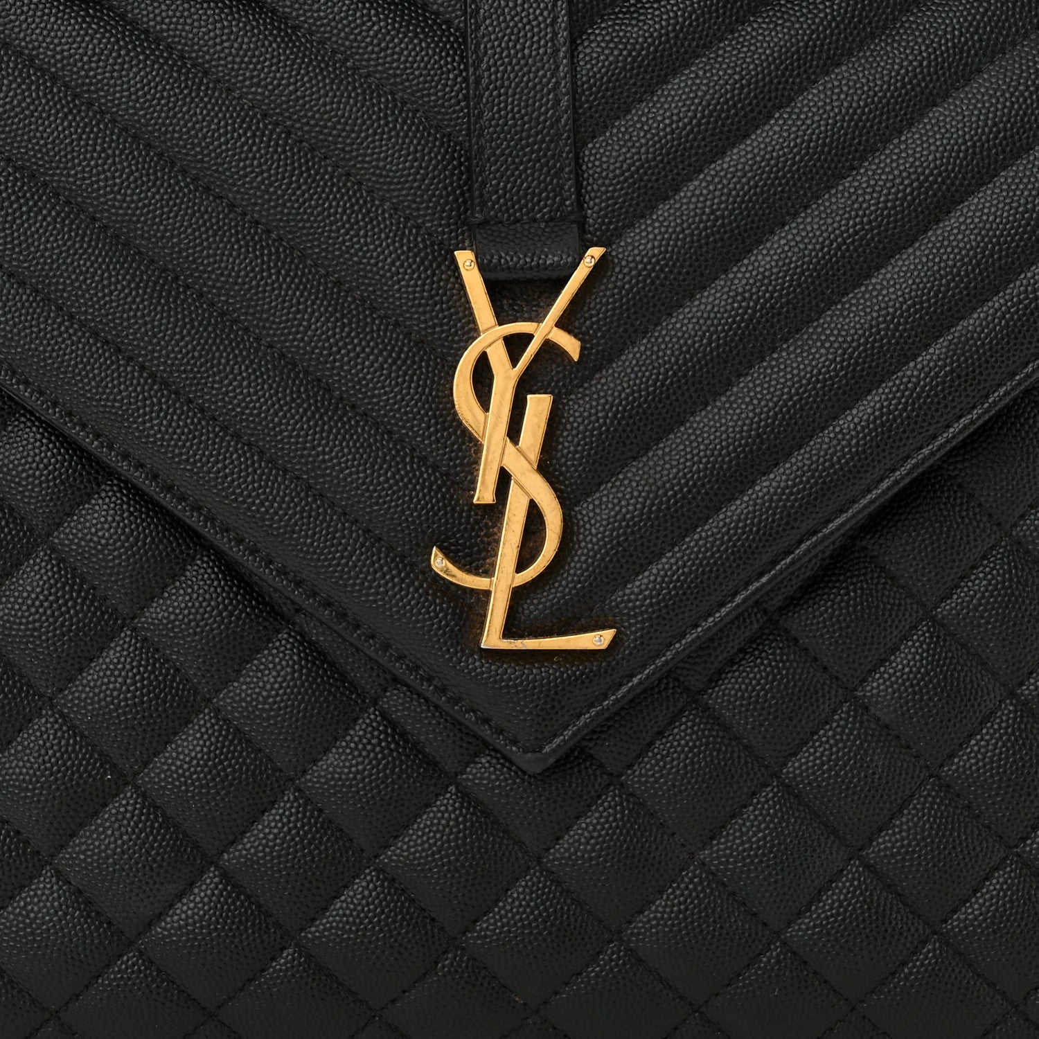 Saint Laurent Grain De Poudre Textured Mixed Matelasse Large Triquilt Monogram Satchel Black 8 of 12