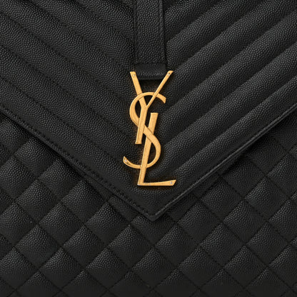 Saint Laurent Grain De Poudre Textured Mixed Matelasse Large Triquilt Monogram Satchel Black 8 of 12