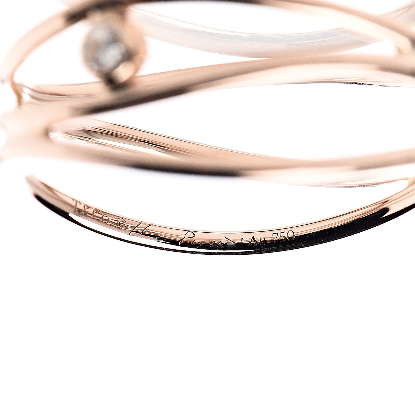 18K Rose Gold Diamond Elsa Peretti 3 Row Wave Ring 57 8