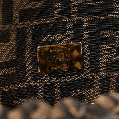 Fendi Fabric Jacquard FF 1974 Woven Knotted Mini Baguette Tobacco Moro 6 of 11