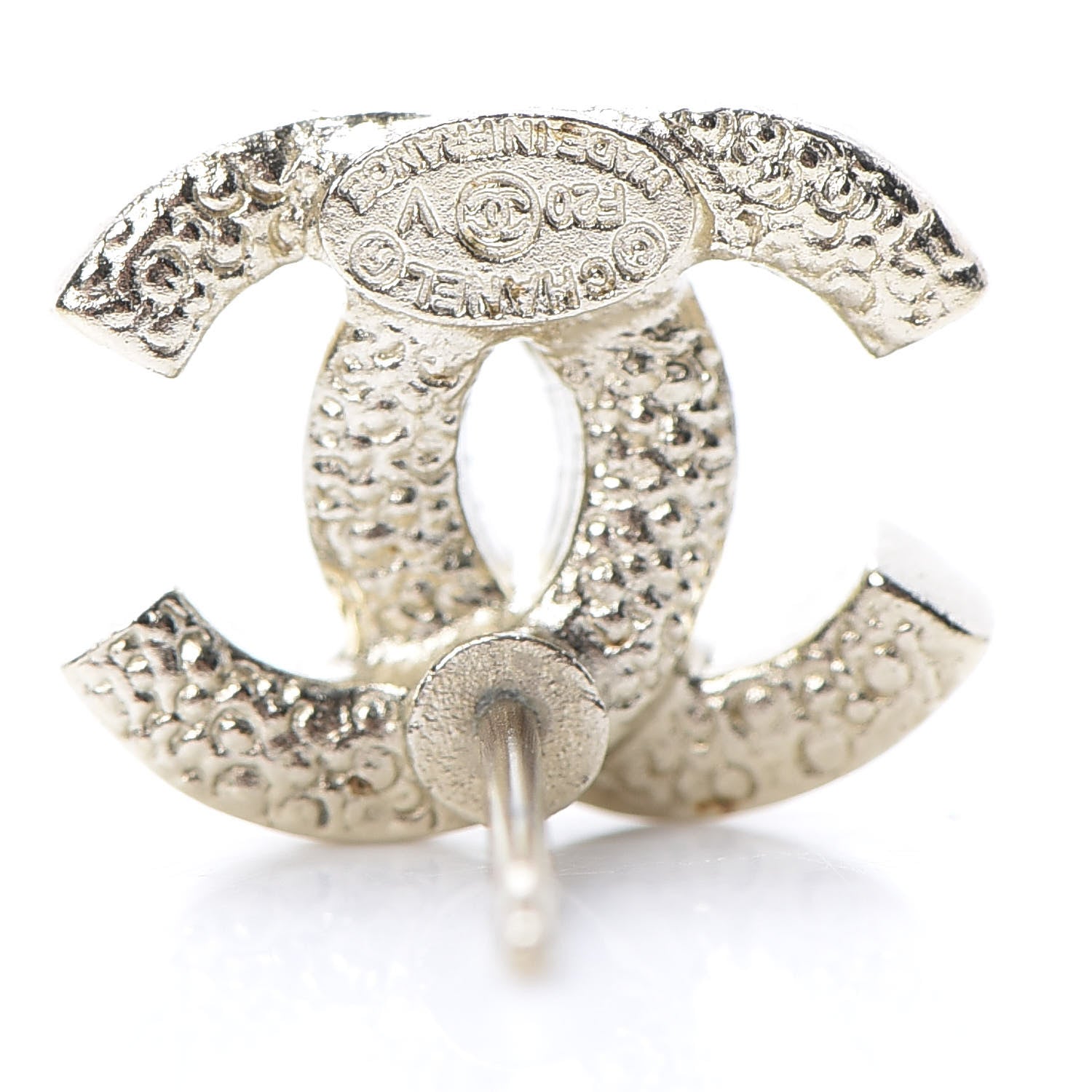 Chanel Crystal Timeless CC Earrings Light Gold 4 of 4