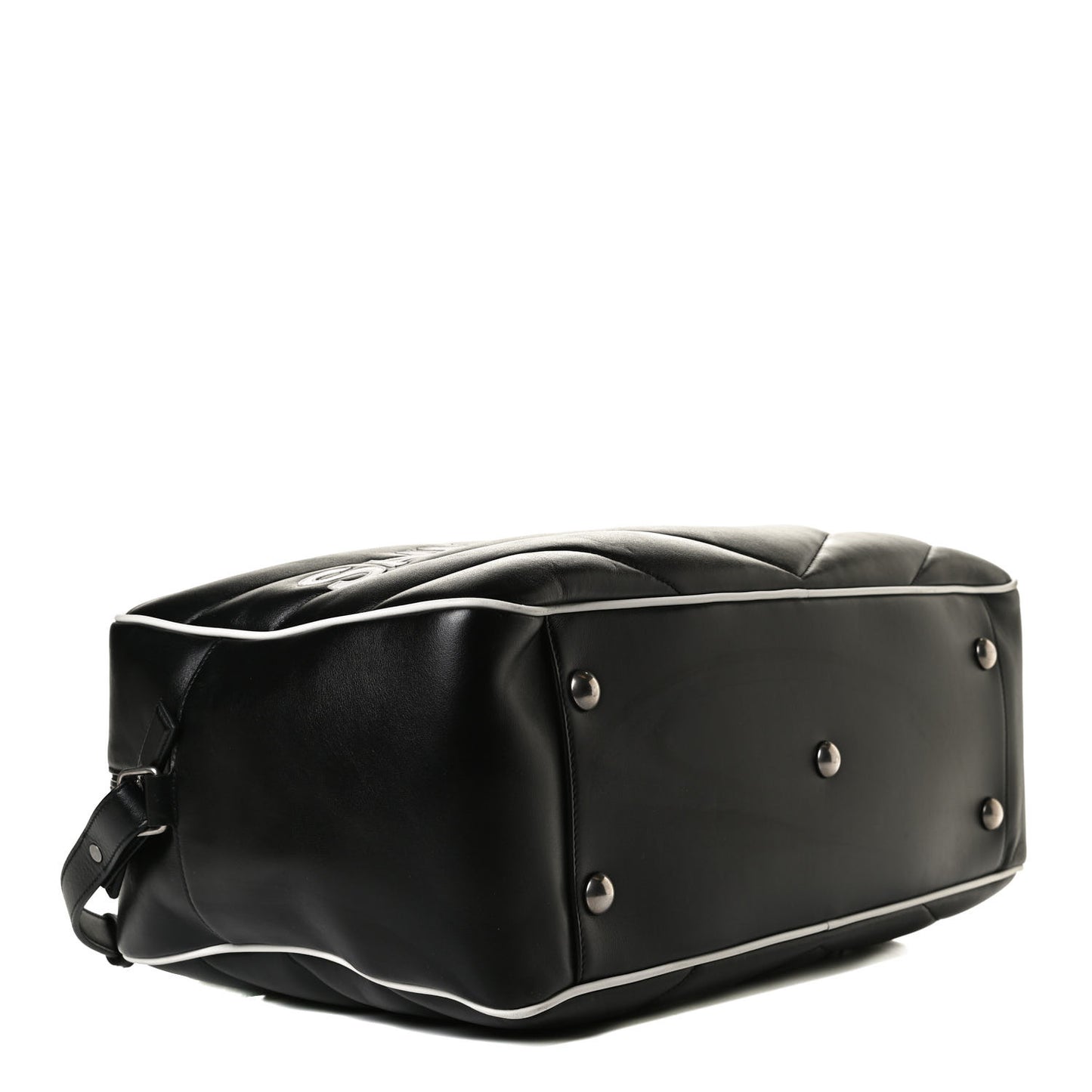 Calfskin Miles Logo Bowler Duffel Bag Black