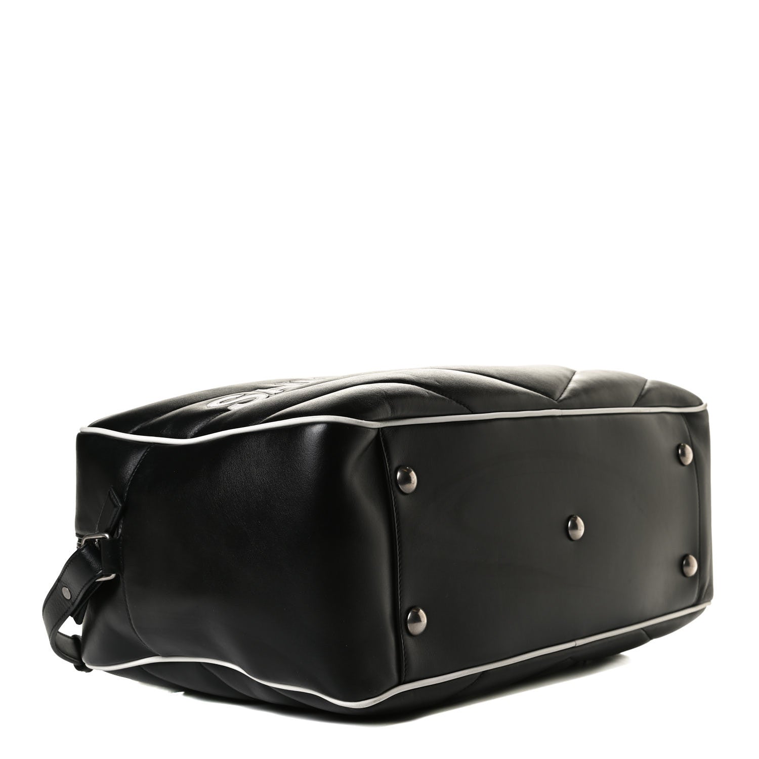 Saint Laurent Calfskin Miles Logo Bowler Duffel Bag Black 4 of 18