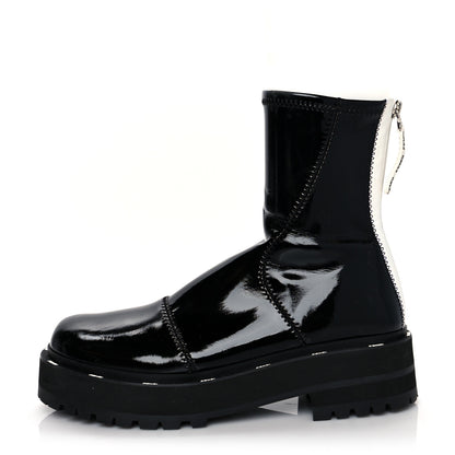 Fendi Patent Neoprene Combat Boots 39.5 Black 1 of 7