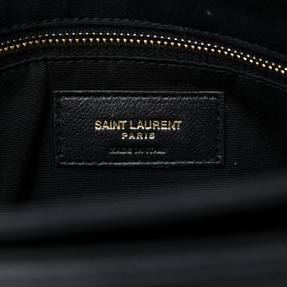 Saint Laurent Grain De Poudre Matelasse Chevron Medium Tribeca Shopping Bag Black 6 of 15