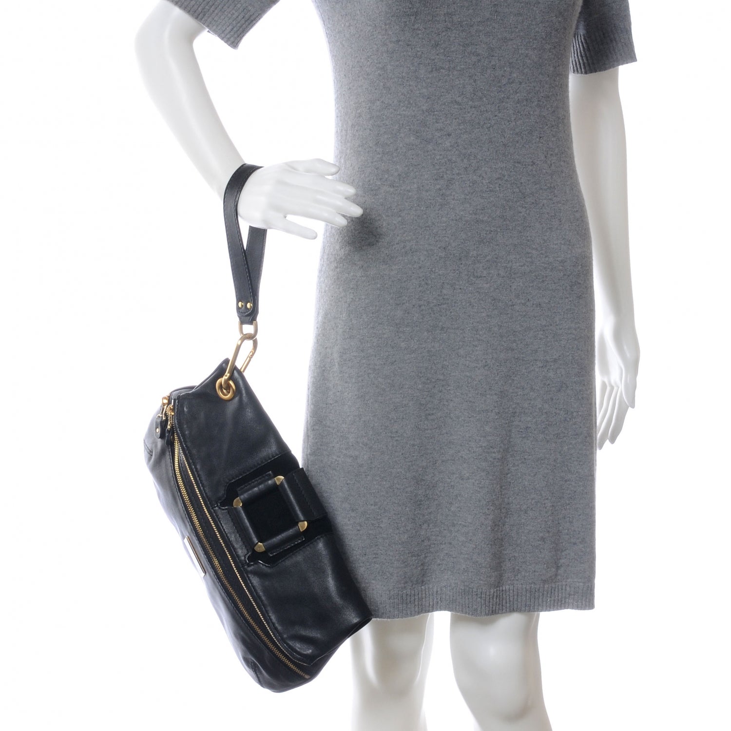 Jimmy Choo Leather Mave Foldover Clutch Black 2 of 7