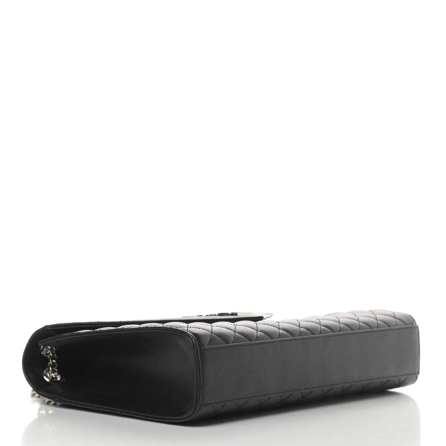 Grain De Poudre Textured Mixed Matelasse Large Triquilt Monogram Satchel Black