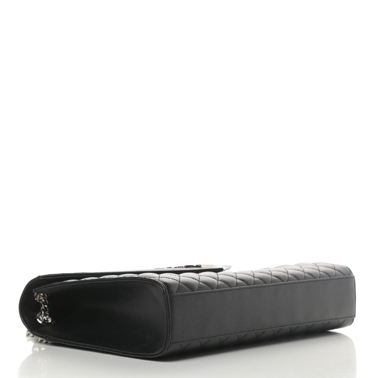 Saint Laurent Grain De Poudre Textured Mixed Matelasse Large Triquilt Monogram Satchel Black 4 of 11
