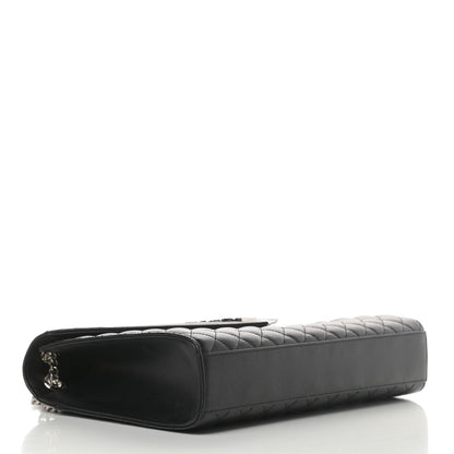 Saint Laurent Grain De Poudre Textured Mixed Matelasse Large Triquilt Monogram Satchel Black 4 of 11