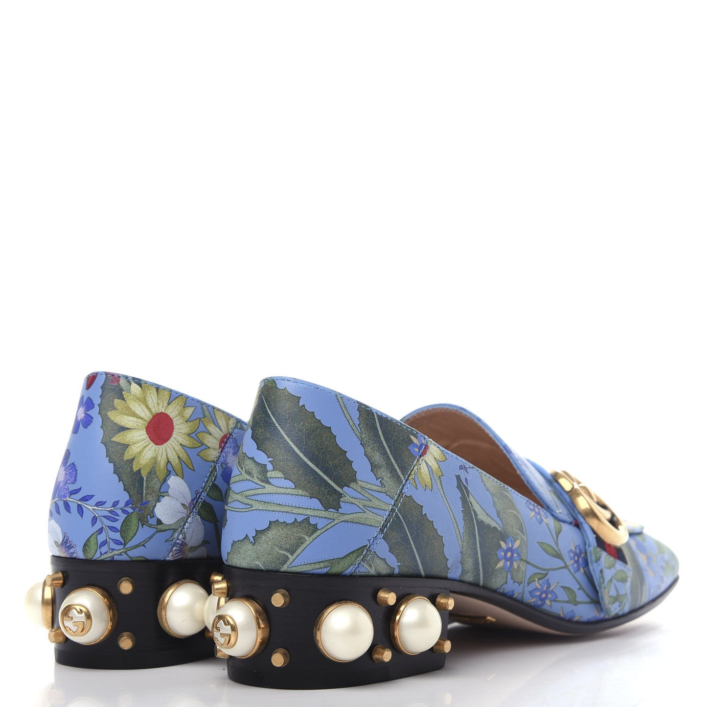 Apollo Calfskin Web Pearl New Flora Peyton 35mm Loafer Pumps 37.5 Azure