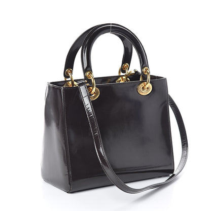 Christian Dior Patent Medium Lady Dior Dark Brown 3 of 11