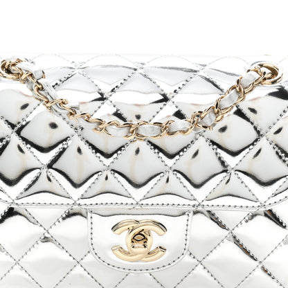 Chanel Mirror Calfskin Metallic Calfskin Quilted Hollywood Boulevard Mini Flap With Star Coin Purse Silver 9 of 11