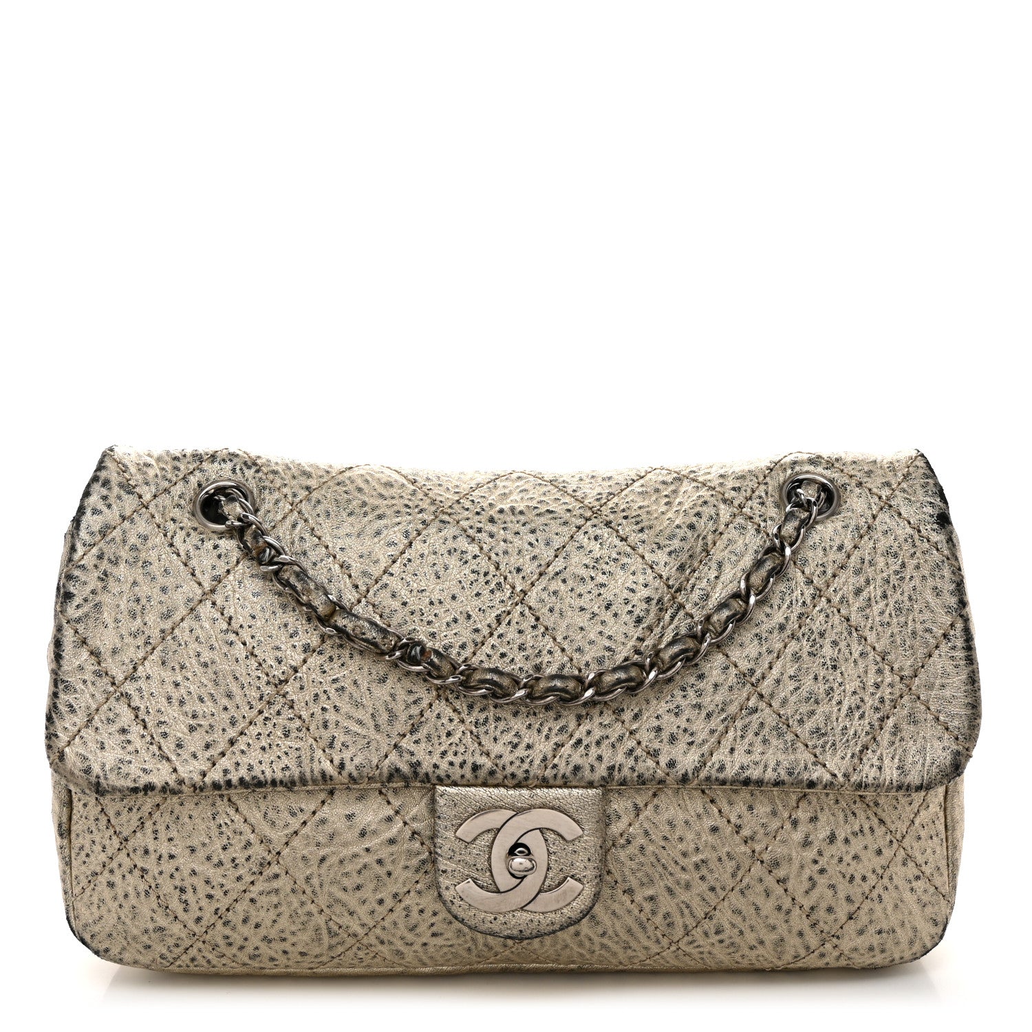 Chanel Distressed Metallic Lambskin Quilted Le Marais Ligne Flap Gold 1 of 18