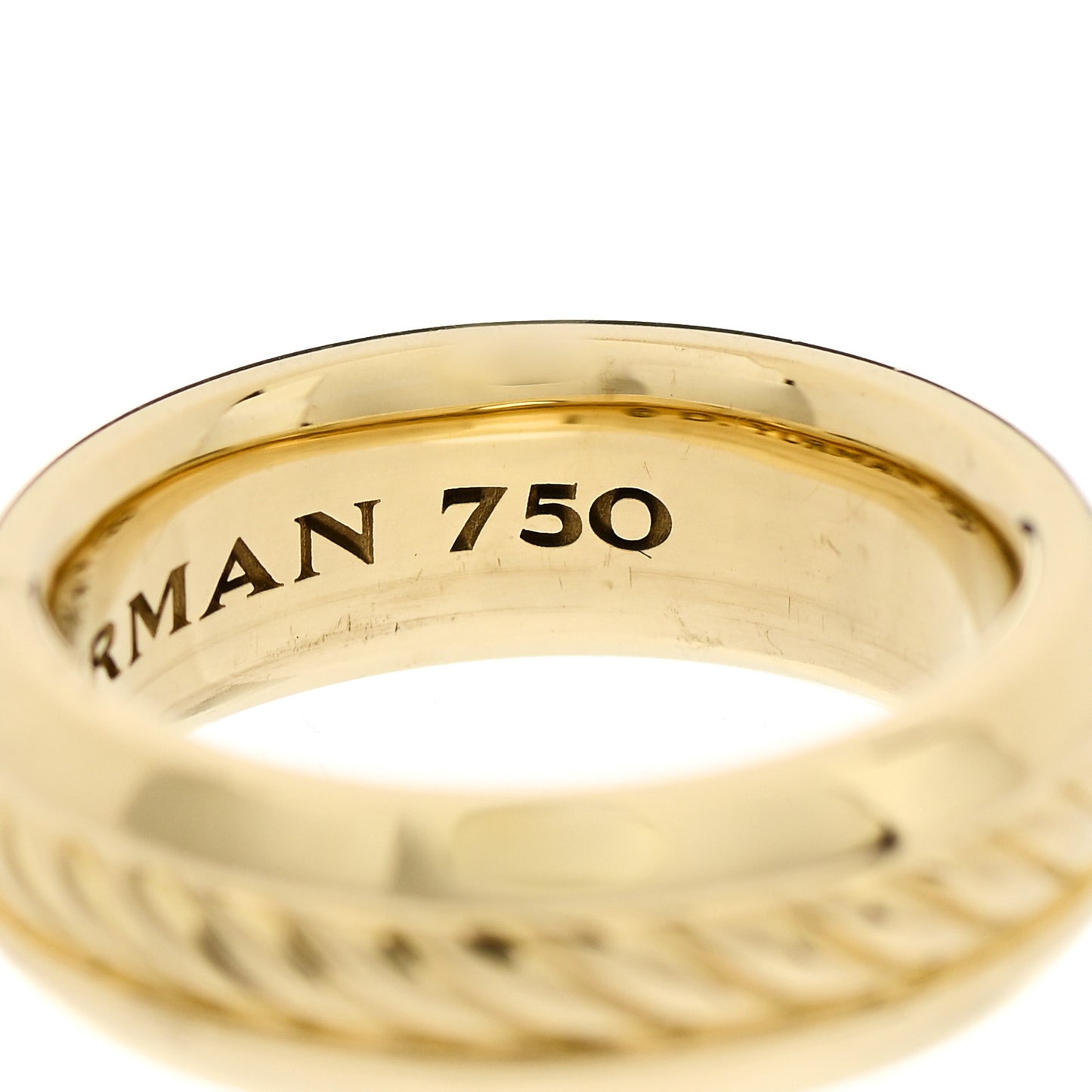 18K Yellow Gold 8mm Cable Classics Inset Band Ring 60 9