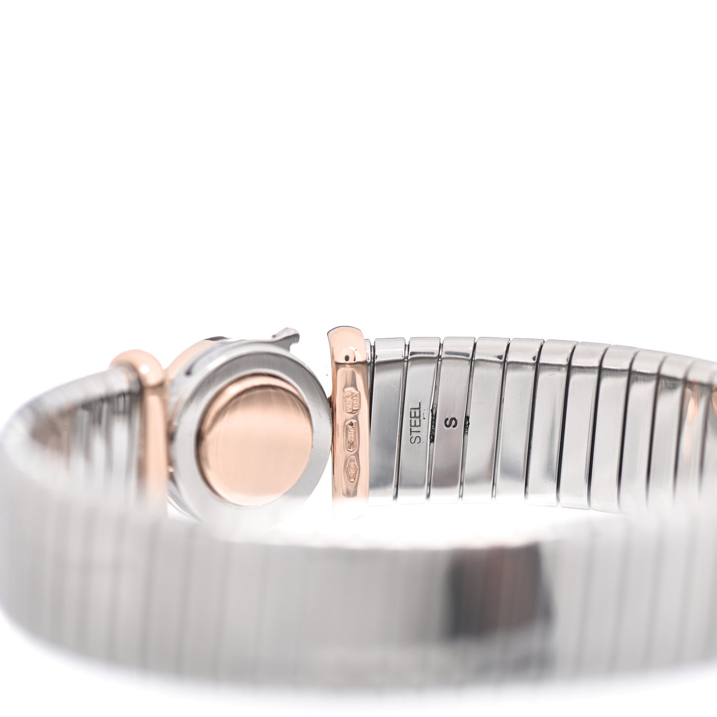 Stainless Steel 18K Rose Gold Black Onyx Tubogas Bracelet