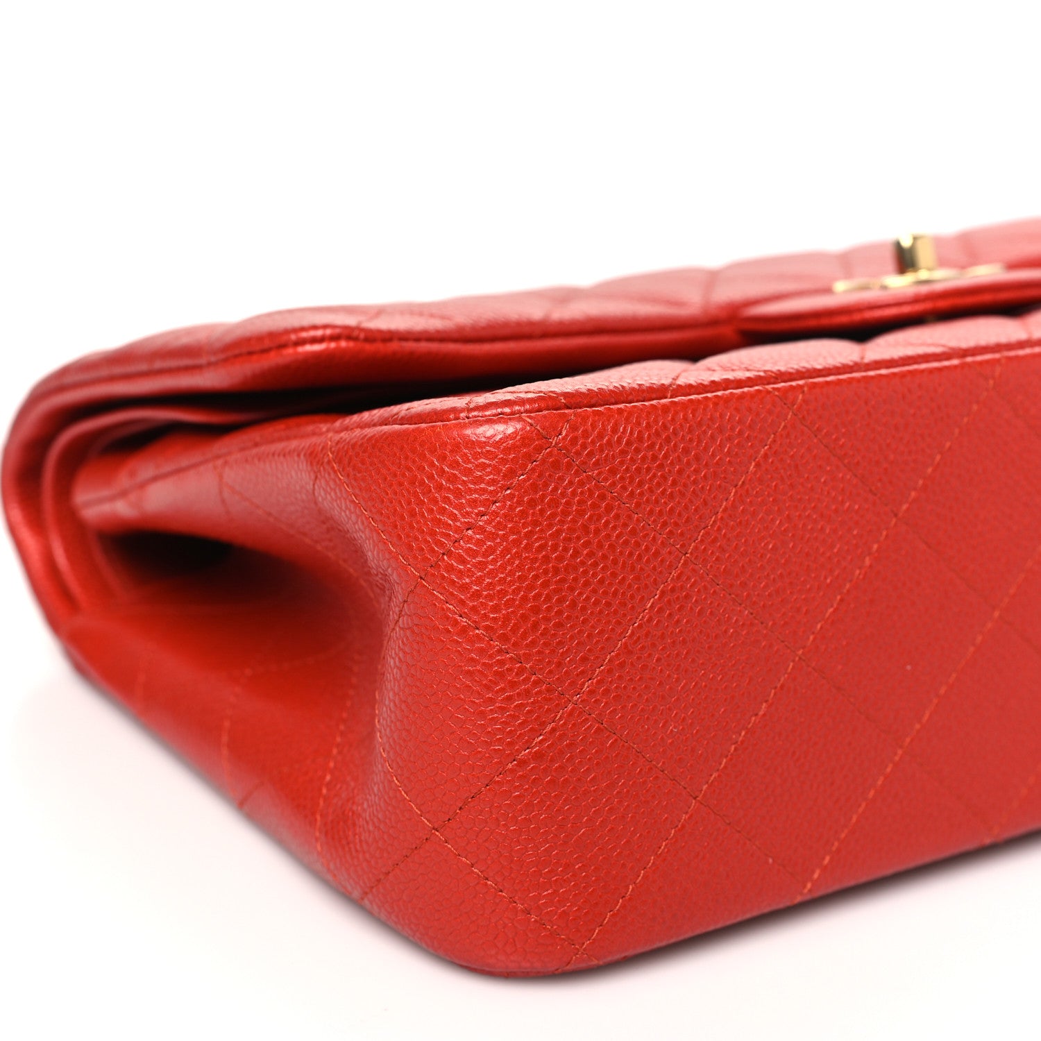 Chanel Pearly Caviar Quilted Jumbo Double Flap Orange 9 of 11