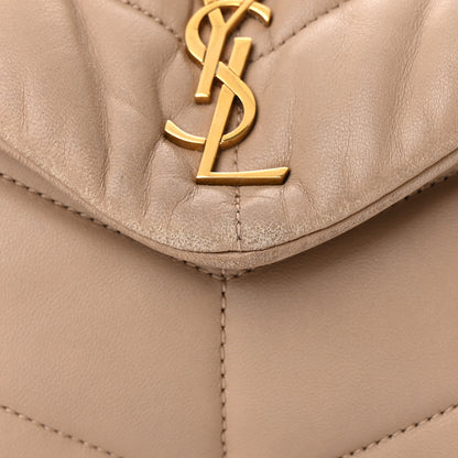 Saint Laurent Lambskin Quilted Toy Loulou Puffer Monogram Chain Satchel Dark Beige 8 of 20