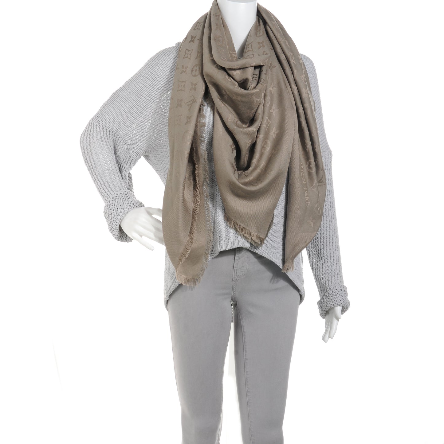 Wool Silk Monogram Shawl Verone