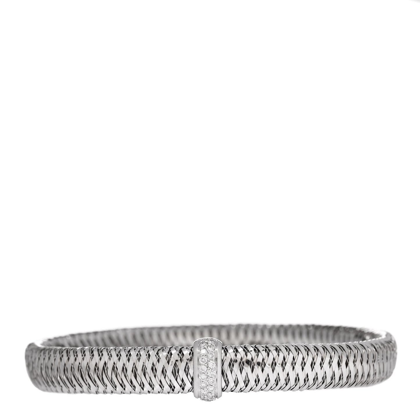 18K White Gold Diamond Medium Primavera Bangle Bracelet