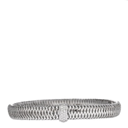 Roberto Coin 18K White Gold Diamond Medium Primavera Bangle Bracelet 1 of 3