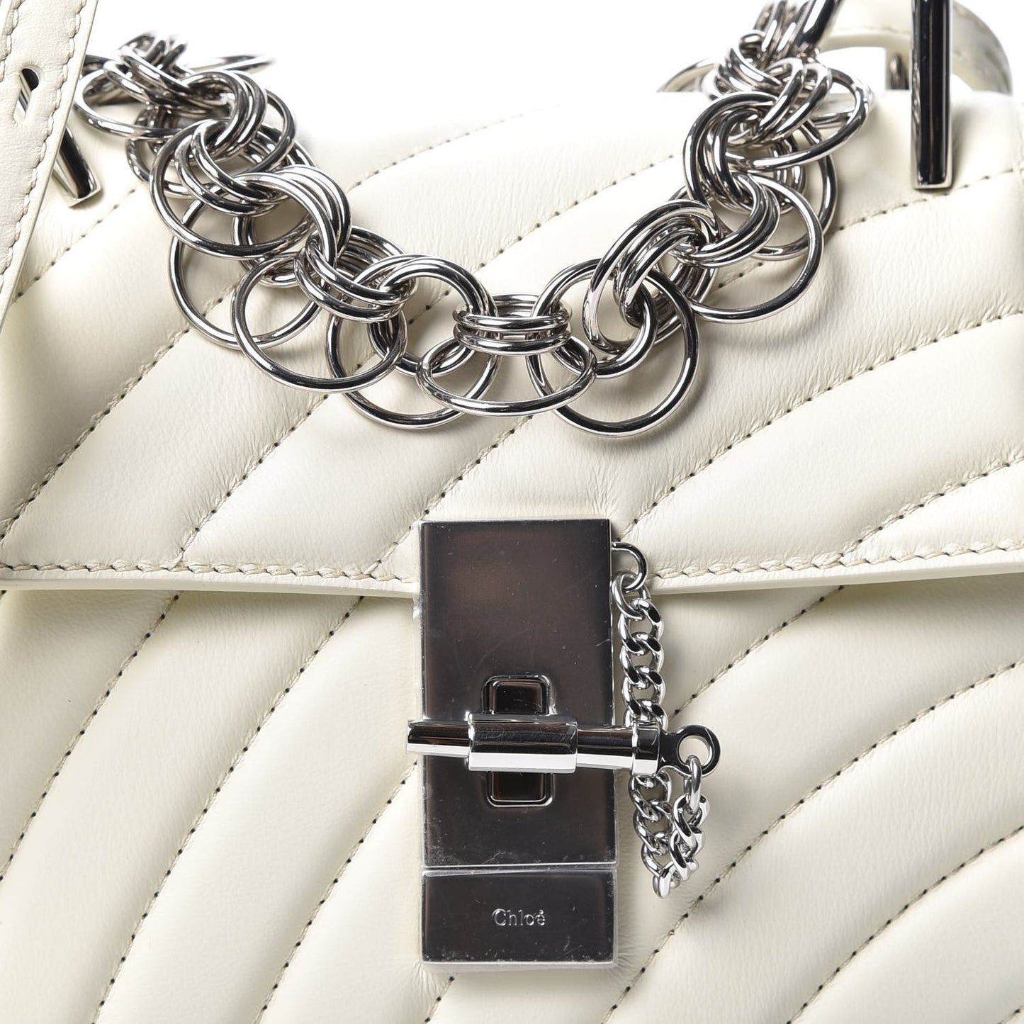 Calfskin Quilted Mini Drew Bijou Shoulder Bag Natural White