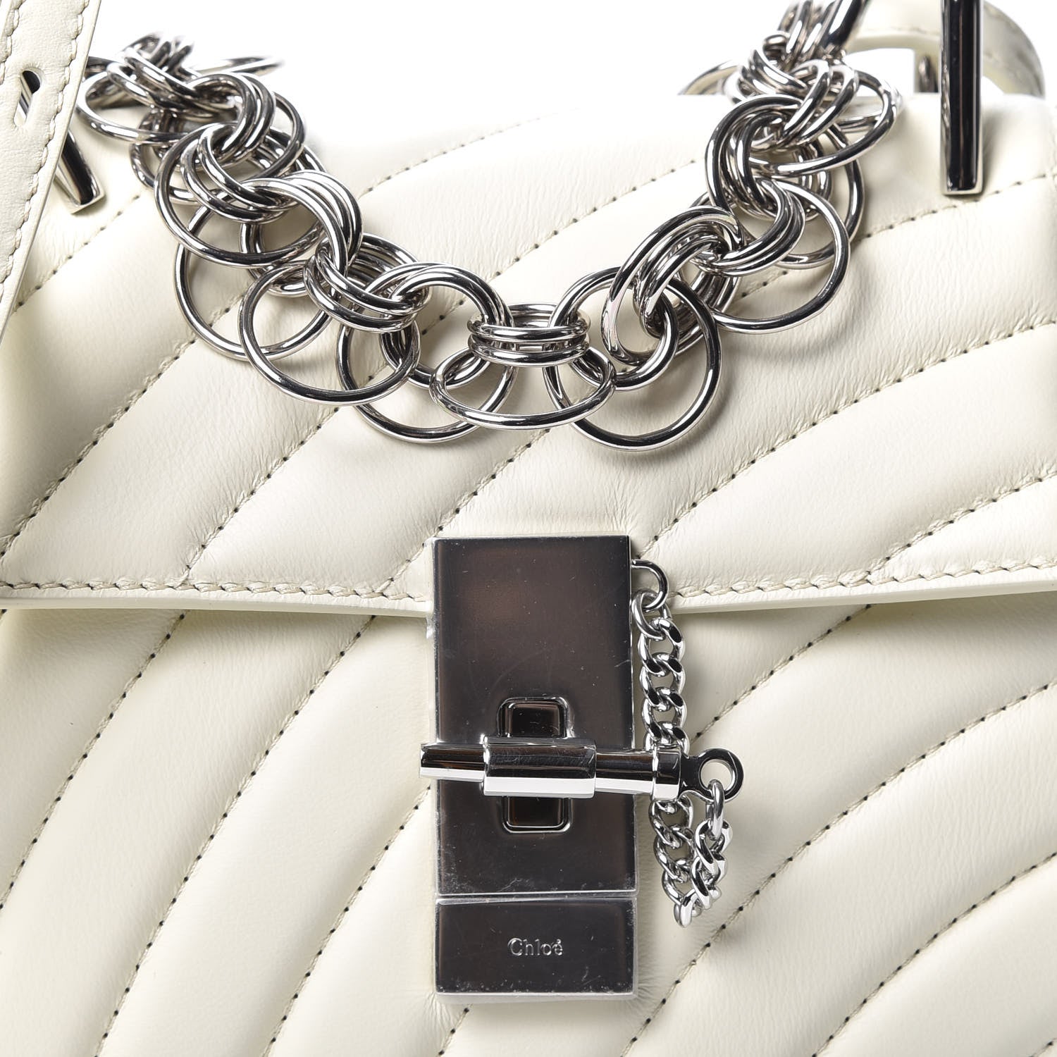 Chloe Calfskin Quilted Mini Drew Bijou Shoulder Bag Natural White 9 of 9