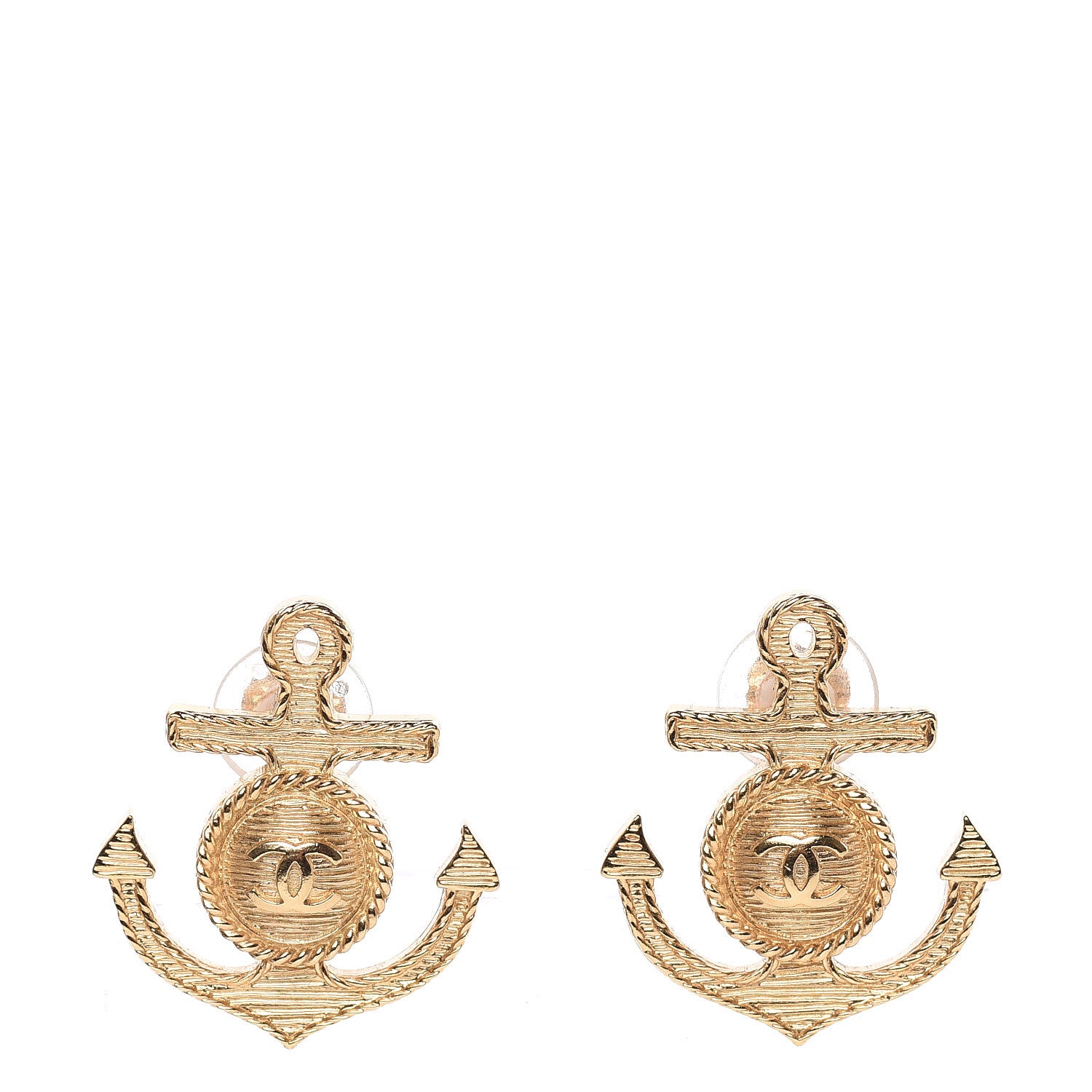 Chanel Metal Anchor CC Earrings Gold 1 of 5