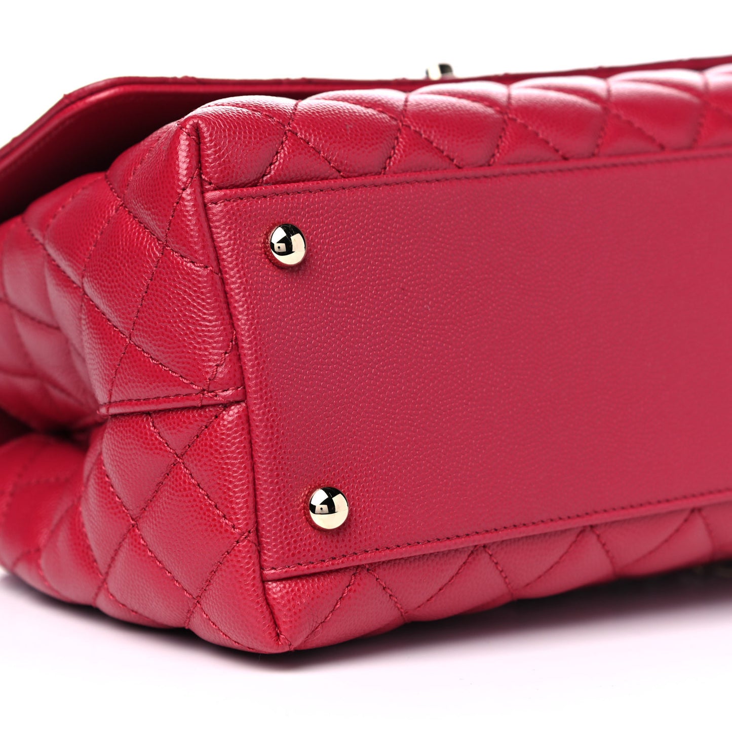 Caviar Quilted Small Coco Handle Flap Dark Pink