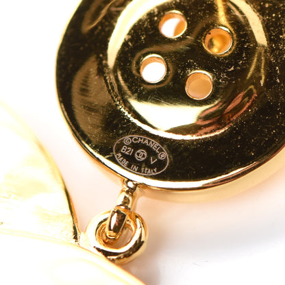 Chanel Metal Large Paris Button Earrings Gold 4 of 4