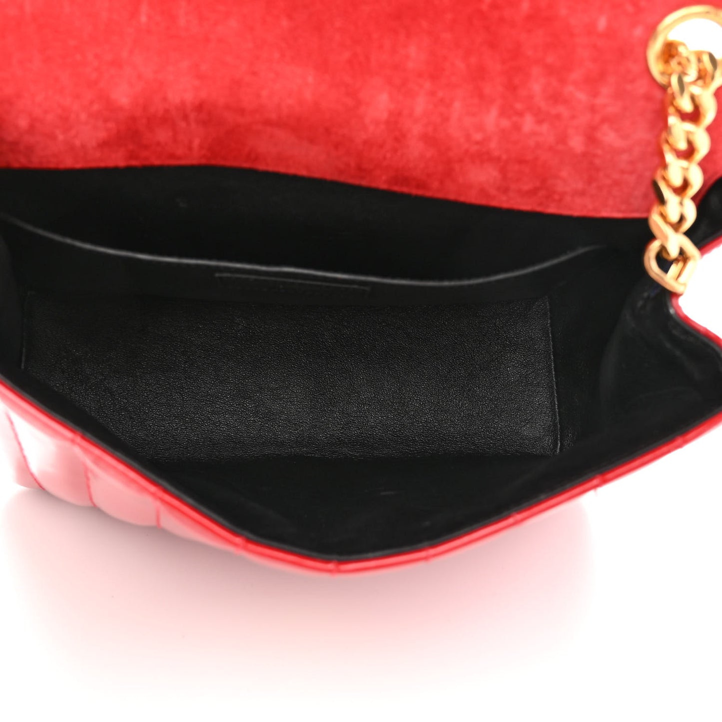 Patent Matelasse Monogram Large Vicky Chain Bag Rouge Eros