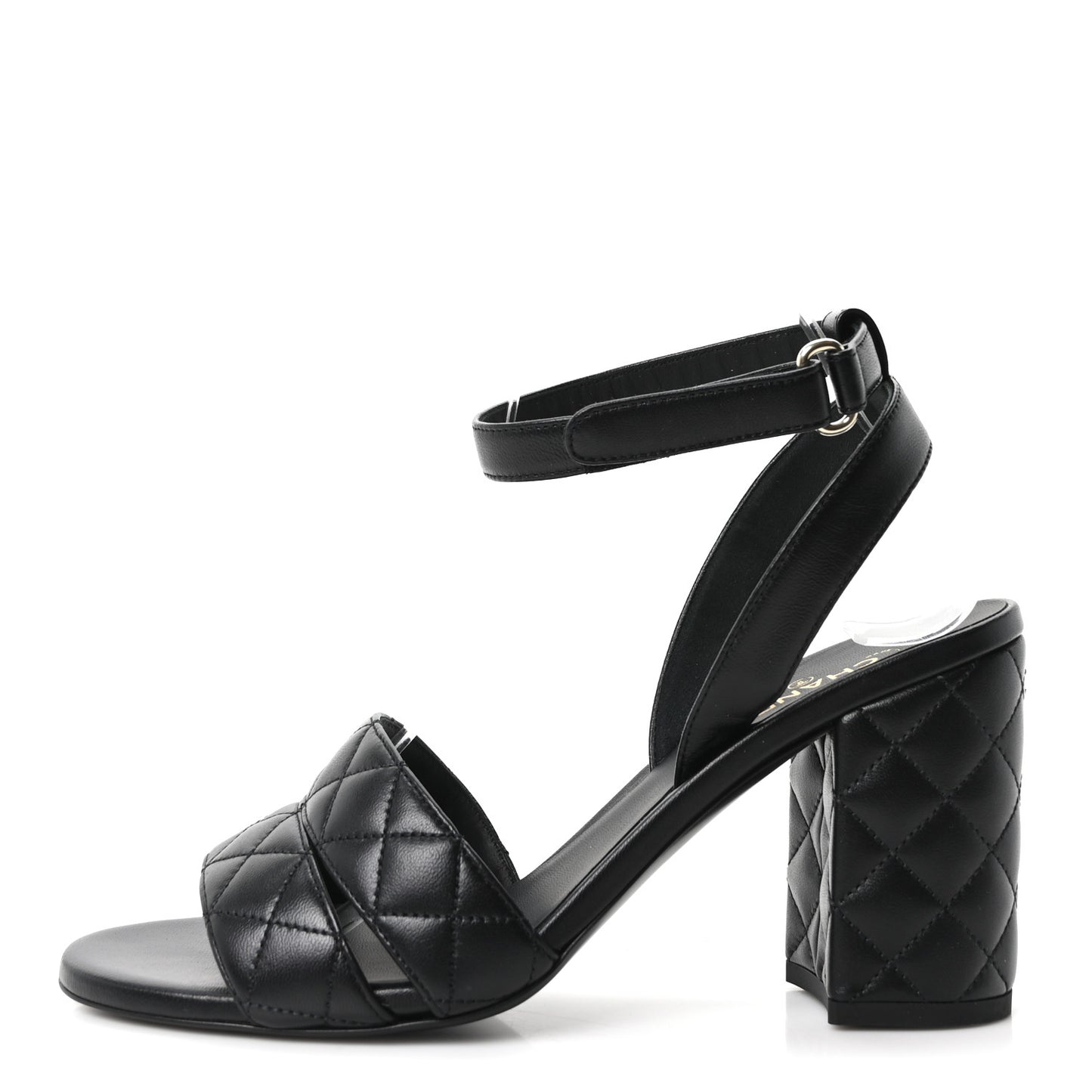 Lambskin Quilted Sandals 40 Black