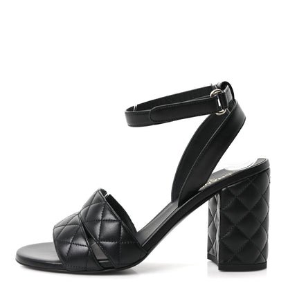 Chanel Lambskin Quilted Sandals 40 Black 1 of 10