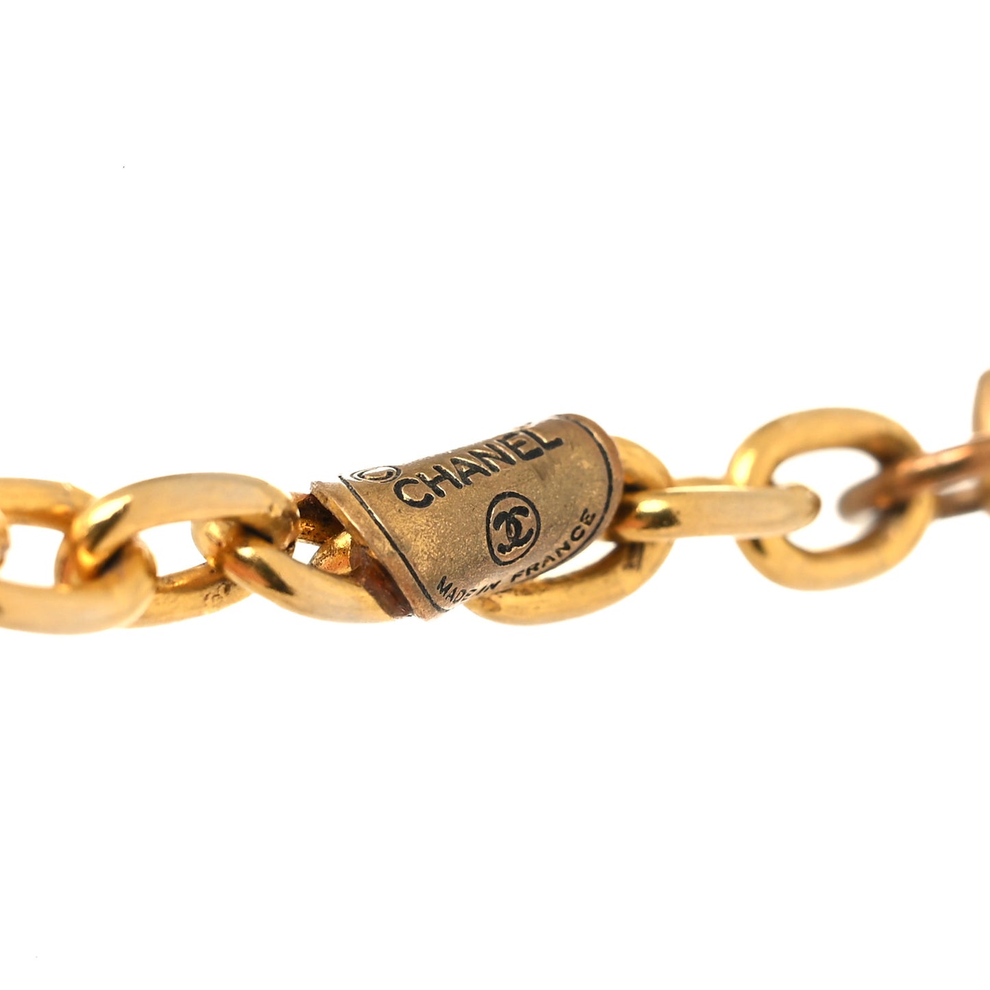 Crystal CC Medallion Station Necklace Gold