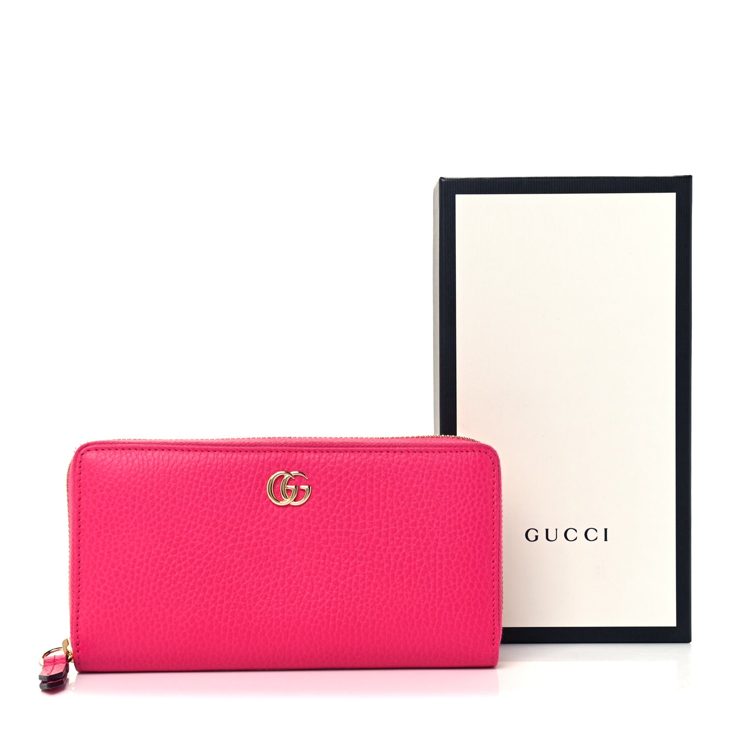 Dollar Calfskin GG Marmont Zip Around Wallet Box Pink