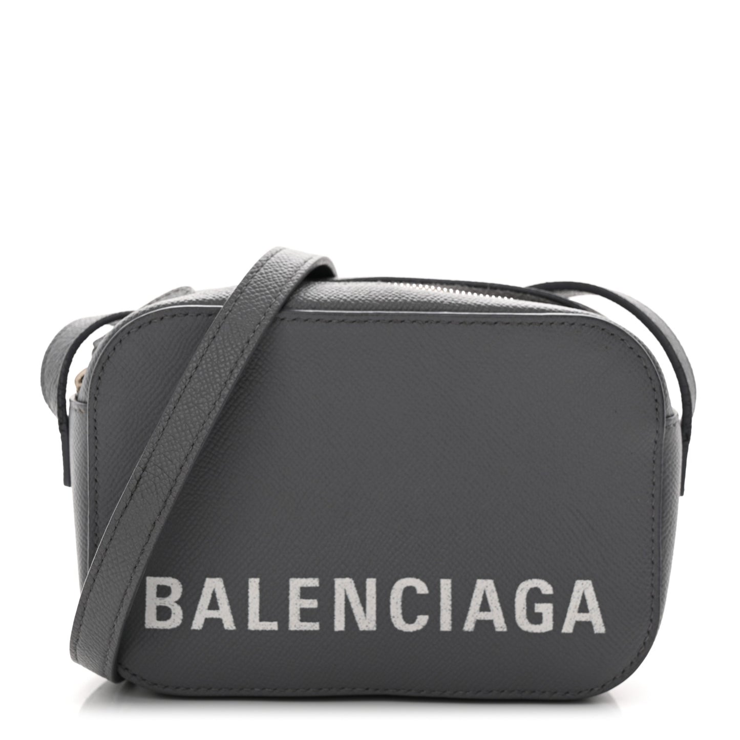 Grained Calfskin Logo XS Ville Camera Bag Gris Perle Fonce White