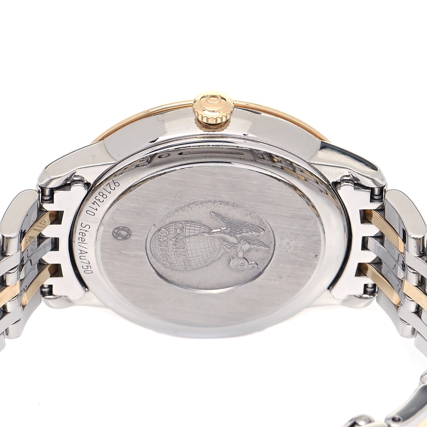 Omega 18K Yellow Gold Stainless Steel Diamond 32mm De Ville Prestige Butterfly Quartz Watch Champagne 424.20.33.60.58.001 4 of 5