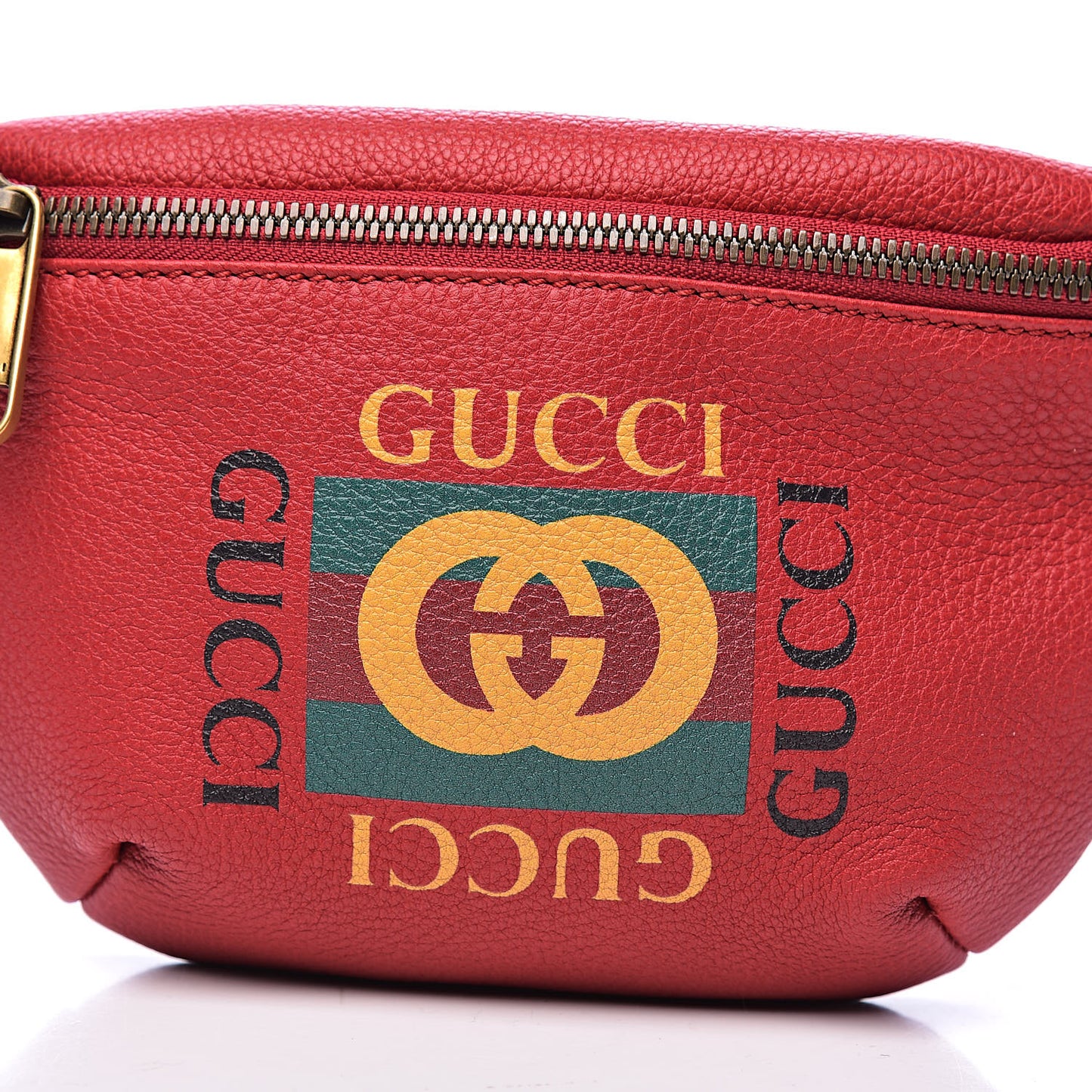 Grained Calfskin Small Logo Belt Bag Hibiscus Red