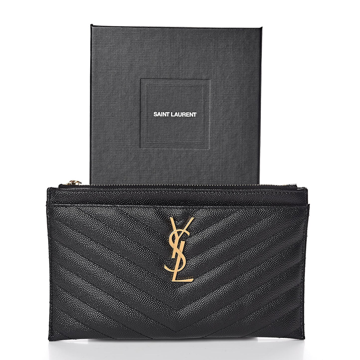 Grain De Poudre Chevron Monogram Bill Pouch Black