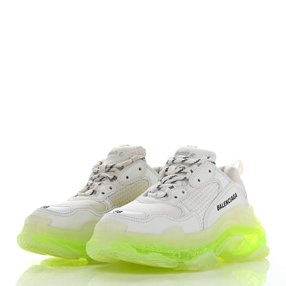 Balenciaga Fabric Mesh Clear Sole Fluo Womens Triple S Sneakers 38 White Fluo Yellow 3 of 8