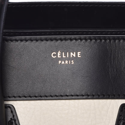 Celine Smooth Calfskin Shrunken Lambskin Mini Bi-Color Luggage Black White 8 of 12