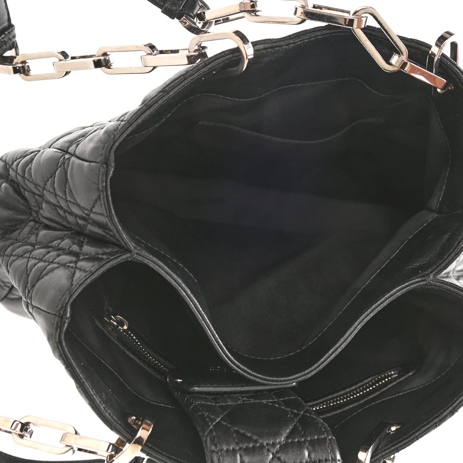 Christian Dior Lambskin Cannage Small Lock Tote Black 4 of 7