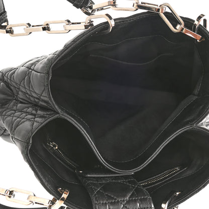 Christian Dior Lambskin Cannage Small Lock Tote Black 4 of 7