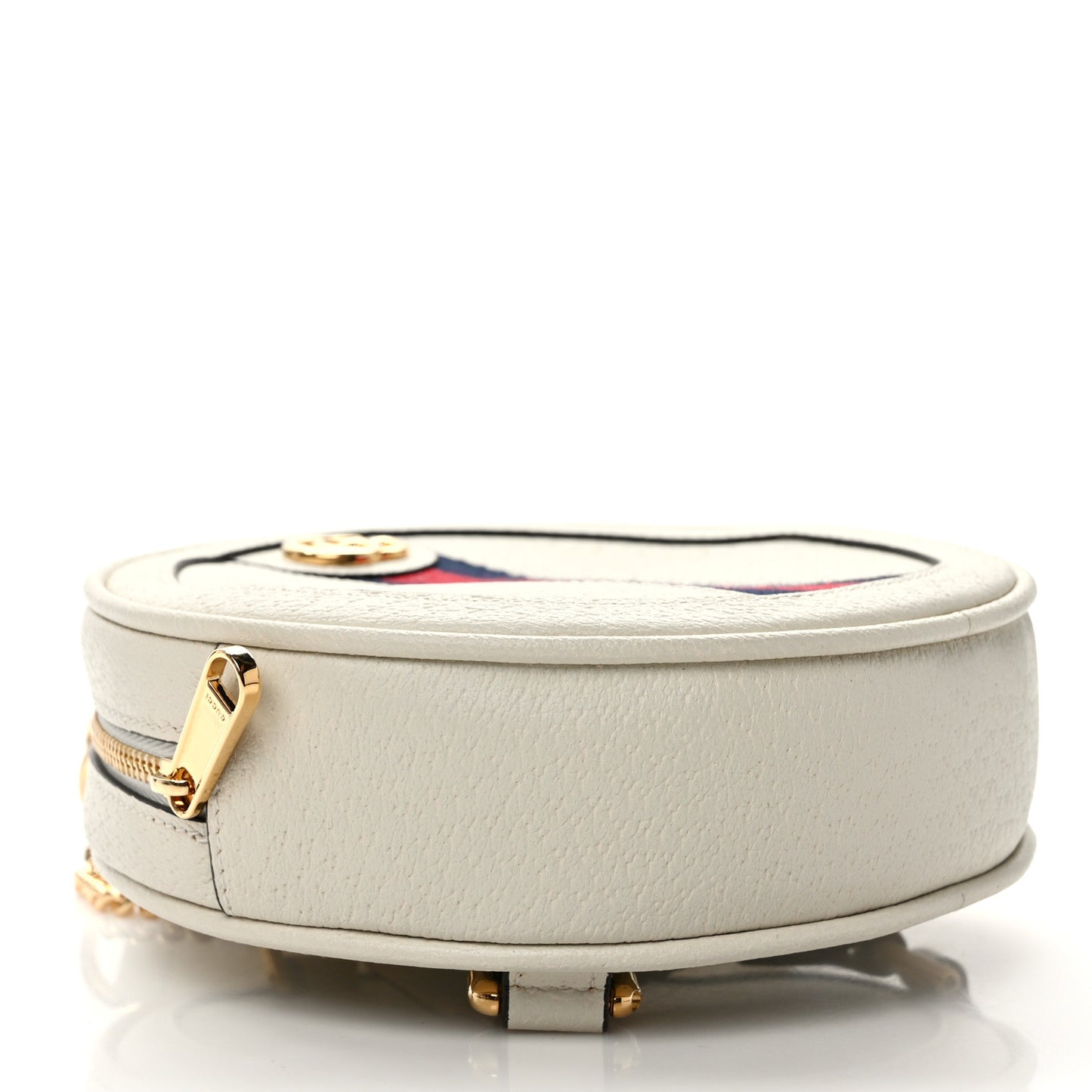 Textured Calfskin Web Mini Ophidia Round Backpack Mystic White